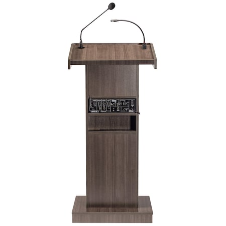 Oklahoma Sound Oklahoma Sound Orator Lectern and Rechargeable Battery with Wireless Headset Mic, Ribbonwood M800X-RW/LWM-7